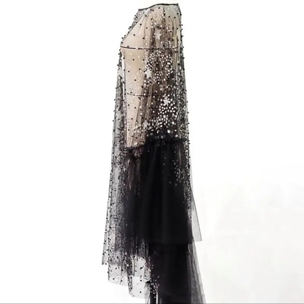 Black Sheer Star Tulle The Lunan Glam Tunic Top - Picture 13 of 13
